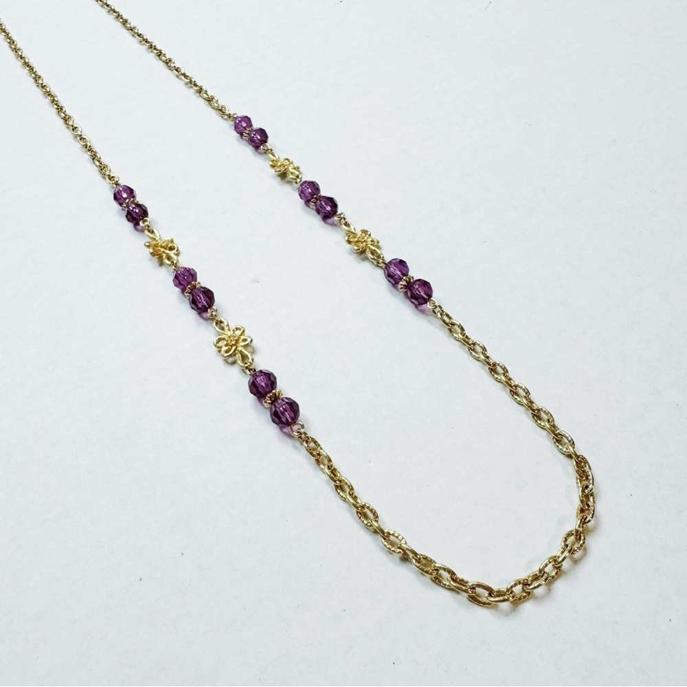 Avon - Gold & Amethyst Long Necklace